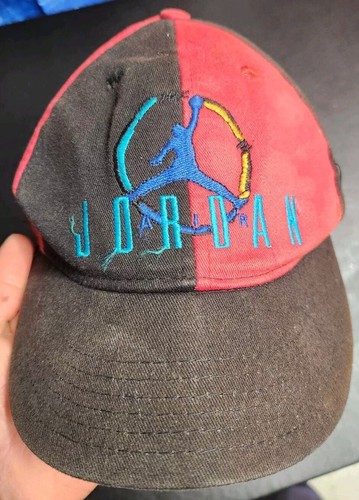 Vintage 90s Nike Air Jordan Hat Jump Man Youth Snapback Multicolored Hat C*