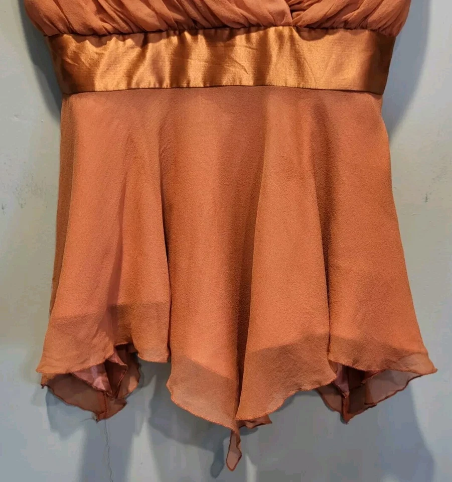 Nuevo Babydoll Spencer Jeremy 100% Seda Sin Mangas Imperio Fluido Top Óxido Talla S Y2K Foto 4 de 4