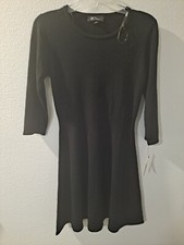 BCX Black Sweater Knit Long Sleeve Knee Length Dress Stylish, Size Medium, NWT