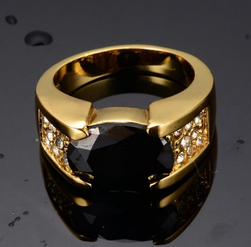 3.5 Carat Black Onyx Gemstone 22k Yellow Gold Ring For Men's #463 - Picture 2 of 4