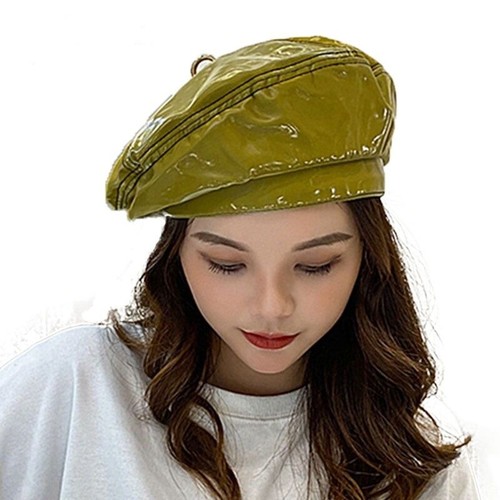 Fashion Women Patent Leather Beret Hat 