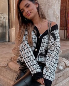long tweed cardigan