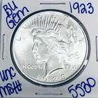 1923 BU UNCIRCULATED SILVER PEACE DOLLAR AUTHENTIC U.S. MINT FREE SHIPPING 5530
