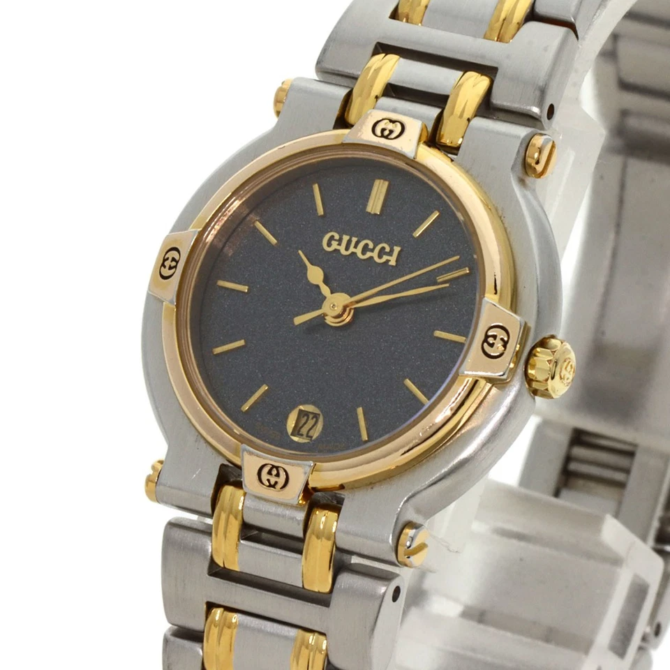Relógios femininos GUCCI de rosto redondo 9000L aço inoxidável/SSxGP - Imagem 3 de 4