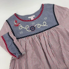 Go Softly Patio Women's Nautical Anchor Ship Wheel Stripe House Dress Size L