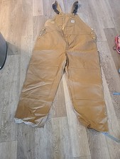 Vintage Carhartt Mens Bib Overalls  Union Brown 54x32 USA Double Knee New