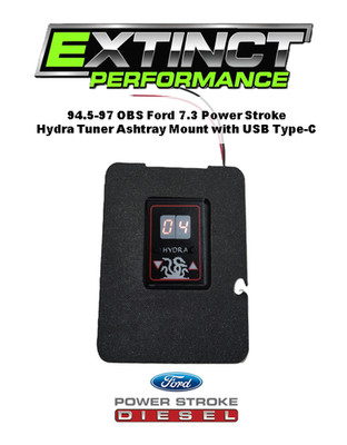 94-97 OBS Ford 7.3 F250, F350 Open Face Ash tray Hydra Mount Type-C Port 