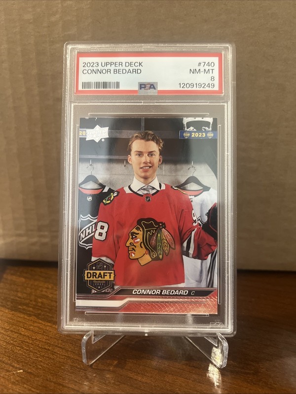 2023 Upper Deck Extended Connor Bedard 1st Draft #740 RC Rookie PSA 8 Blackhawks