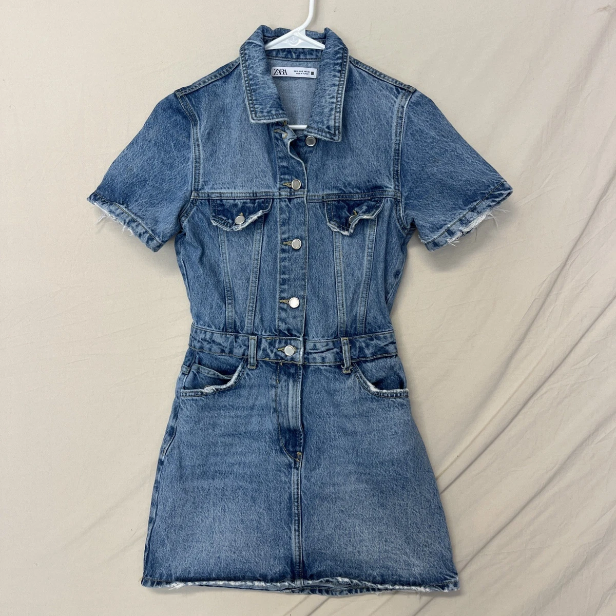 Zara Denim Short Sleeve Dresses for Women for sale