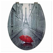 Copriwater Universale MDF Cerniere Acciaio Inox Stampa Parigi Torre Eiffel