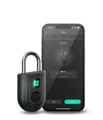 Padlock Lite Black (New!) Keyless Fingerprint Padlock with Mobile App (iOS, A...