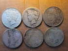 Lot Of 6 US Peace Silver Dollars 1922 Circulated (90% SILVER)