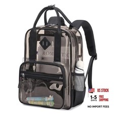 Small Clear Backpack for School Transparent Bookbag for Kids Heavy Semi-black