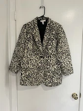 Chico's Womens black/Metallic Animal Leopard Print Jacket Blazer Size 2 Mob Wife