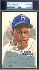 Jackie Robinson PSA DNA Coa Signed Perez Steele Postcard Cut Autograph