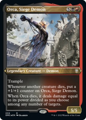 Etched FOIL ORCA, SIEGE DEMON mtg NM-M Commander Dominaria United Rare