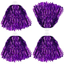 4 Pack Metallic Cheerleading Pom Poms for Team Spirit - Purple