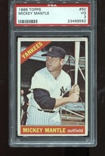 Mickey Mantle 1966 Topps #50 MLB New York Yankees PSA 3 vg