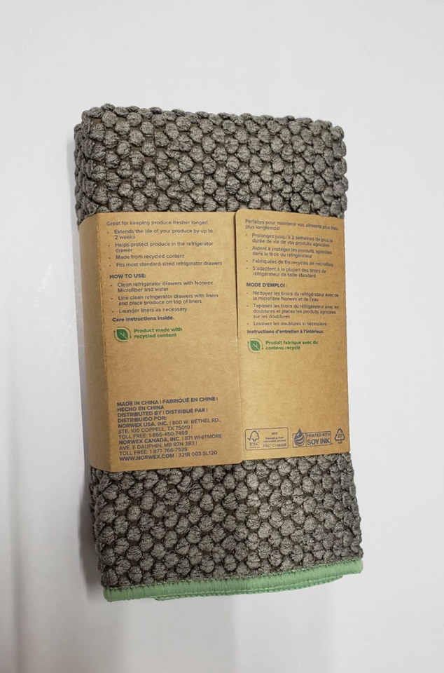 Norwex Refrigerator Drawer Liners 12" x 15" Mushroom with Sage trim Set ...