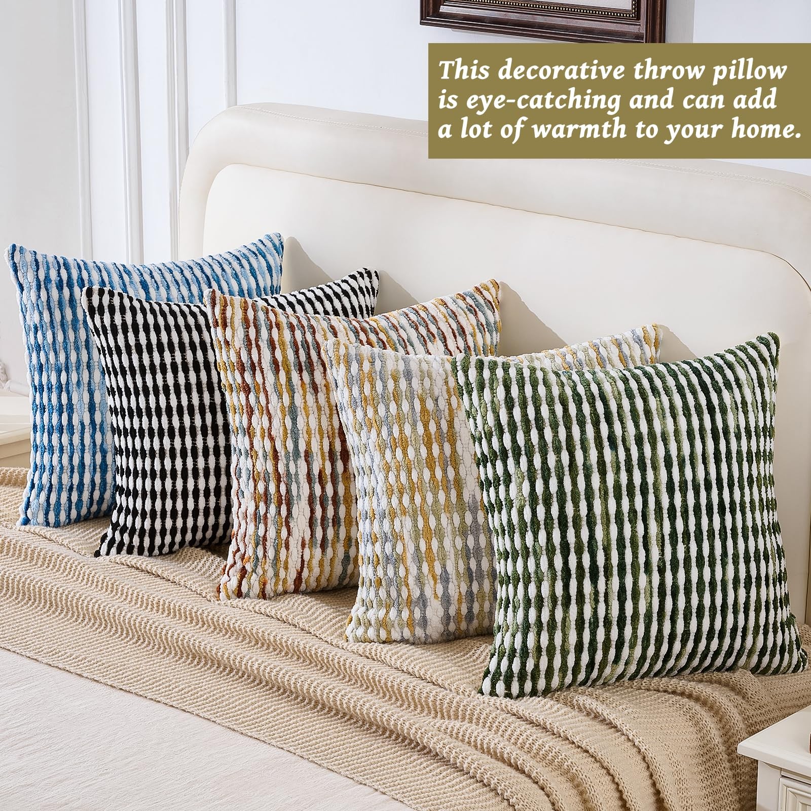 Set of 2 Boho Chenille Pillow Cover Decorative Tufted Pillowcase for Couch Be...