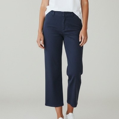 Lila Ryan Jase Navy Straight Leg Brushed Sateen Pedal Pushers Women's Size 6