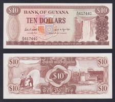 Guyana 10 Dollars 1989 P 23d Fds / UNC