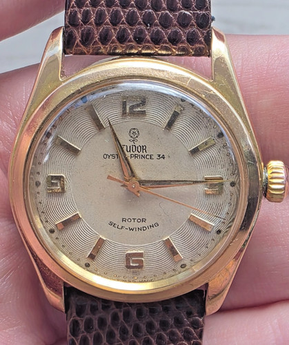 Tudor Oyster-Prince 34 – Guilloché/Textured Rare 3-6-9-12 Dial Serviced