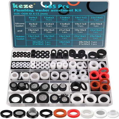 #ad KEZE 24 Sizes Plumbing Washers Assorted Kit 160 PCS Garden Hose Washer Rubber $20.47