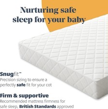 Image of Mother Nurture Classic Spring Cot Bed Mattress, White, 140 x 70 x 10cm