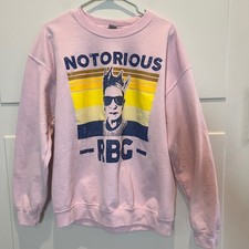 Notorious RBG Sweatshirt Womens Large Gildan Crewneck Pink Ruth Bader Ginsberg