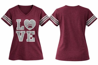 Colosseum Montana Grizzlies Girls Youth V-Neck T-Shirt Maroon XS 4-5