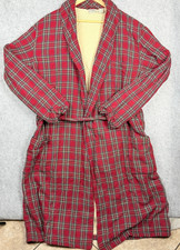 L.L.Bean Men's Large Red Rob Roy Tartan Plaid Fleece Lined Flannel Robe Belted