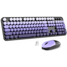 MOFII Wireless Keyboard and Mouse Combo, 2.4GHz Retro Typewriter Keyboard Ful...