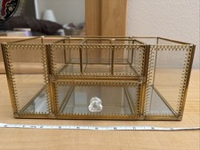 Glass And Metal Makeup Organizer With Drawer