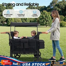 Stroller Wagon 4 Seats Quad Collapsible Stroller with Adjustable Handle & Canopy