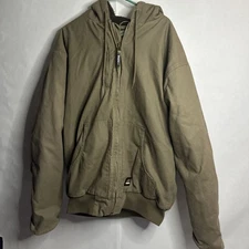 Berne Workwear Duck Canvas Sherpa Lined Jacket Hoodie Mens XL Tall Sleeve Brown