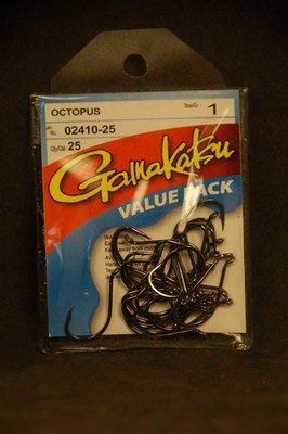Gamakatsu Size 1 Black Octopus 25 Hooks