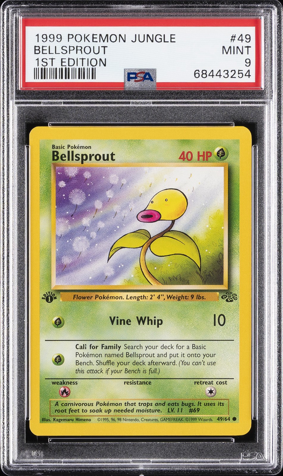 1999 POKEMON JUNGLE 1ST EDITION #49 BELLSPROUT PSA 9