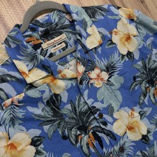 Tommy Bahama Men's XL Silk Floral Palm Hawaiian Tropical Button Up Camp Shirt