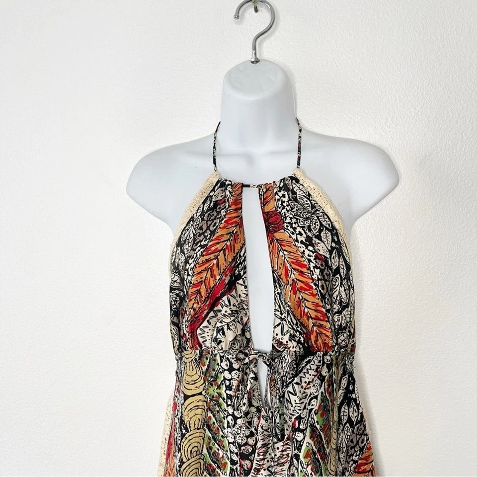 Sexy Vestido de Sol LaRok Halter Estampado Espalda Abierta Para Mujer Seda Talla Grande Foto 2 de 4