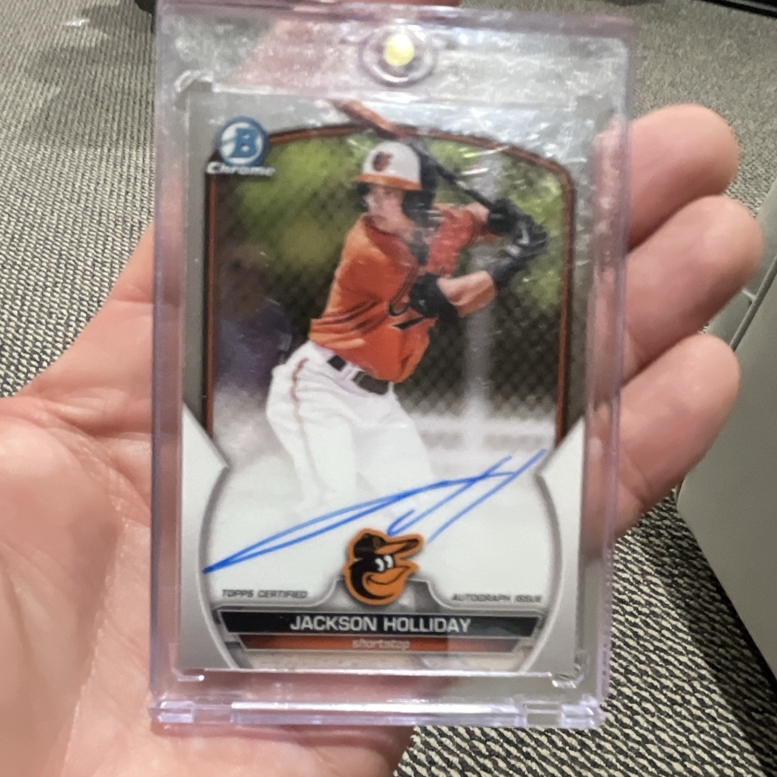 Topps 2023 Bowman Chrome Jackson Holliday Chrome Prospect ON CARD Auto Orioles view 1