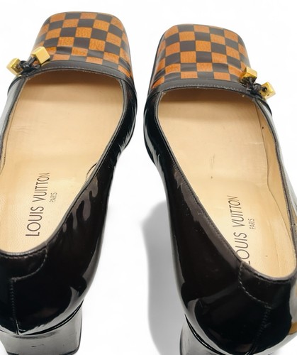 Louis Vuitton Patent Leather Damier Square Toe Pumps Shoes Womens Sz 38, 7.5 - Picture 7 of 16