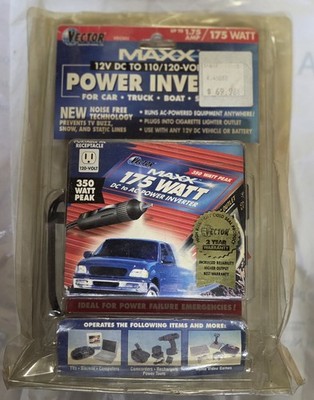 New Vector Maxx SST 175 Watt DC To AC Power Inverter 350 Watt Peak VEC060 N.O.S