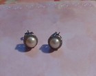 Sterling Freshwater Pearl Lab Created White Sapphire Earrings — photo 3
