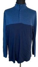 Smartwool 1/4 Zip Pullover Mens XL Two Tone Blue Merino Sport 250 Wool