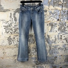 Miss Me Jeans Women's Size 28 Easy Boot Embellished Sequin Pockets Denim Blue