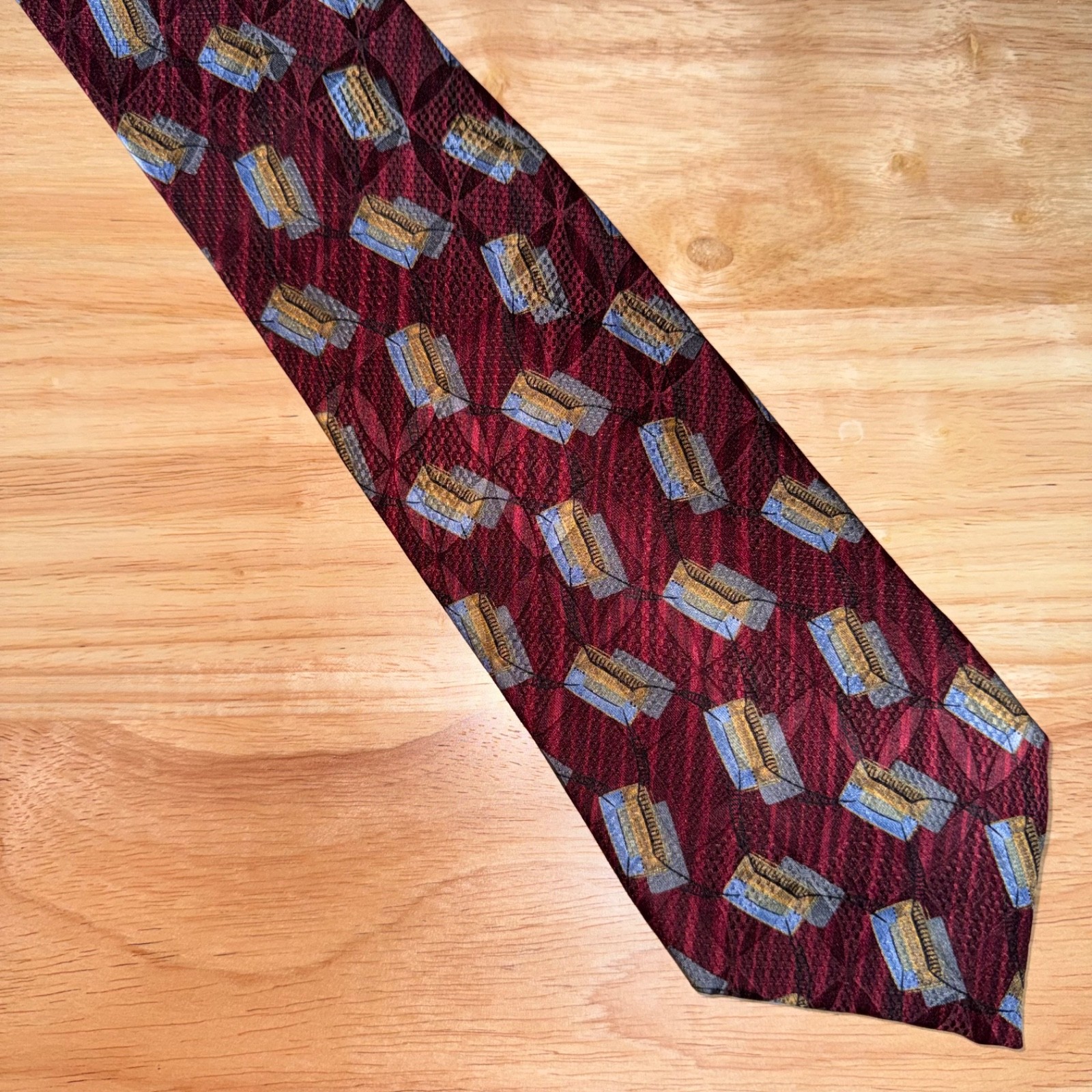 ROBERT TALBOTT STUDIO Red Geometric Print Gold Bl… - image 2