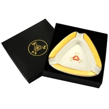 White Cigar Ashtray Holder Ceramic Holder 3 Tube Outdoor Smoking With Gift Box