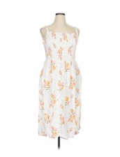 Old Navy Casual Dress Square Neckline Sleeveless: White Floral Pattern Dresses
