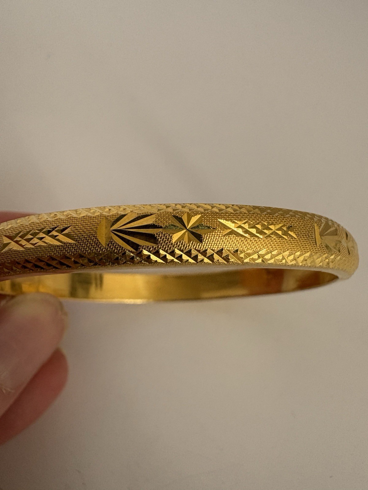 24K 999 Pure Solid Yellow Gold Hinged Bangle Brac… - image 9